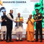 Grandnephew of Brigadier Mohammad Usman, Shri Mir Ferozuddin receiving the Times Samman Award from Defence Minister Shri Rajnath Singh at Lucknow on 11 Apr 2026