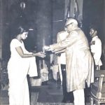 Wife of Subedar Shreedhara Das receiving Vir Chakra award on behalf of him