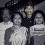 Capt Saptarshi Dhar with his father Gp Capt Samarjit Dhar, mother Smt Aditi Dhar, and sister Sujyota Dhar.