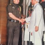 Col Kanwar Jaideep Singh Salaria receiving the "Shaurya Chakra" award from the President