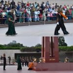 Smt Birjesh Devi, wife of Lance Naik Dharamveer Singh paying homage at the Naional War Memorial