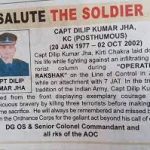 Tribute by Army Ordnance Corps to Capt Dilip Kumar Jha