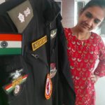 Lt Col Rishubh Sharma's wife Smt Radha with his memorabilia