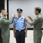 Fg Offr Rishi Raj Singh getting pipped as Flt Lt on his promotion