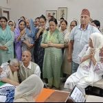 Family members paying their tributes to Lt Col Bhanu Pratap Singh