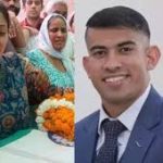 People paying tributes to Sqn Ldr Lokendra Singh Sindhu by his family members