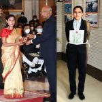 Naik Deepak Singh's wife receiving Vir Chakra award