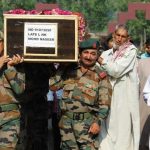 Indian Army personnel during the last journey of Lance Naik Mohammed Naseer
