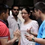 Sister and friends of the martyr Flight Lieutenant Tapan Kapoor outside his house in Old Delhi